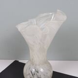 White Murano glass vase, Italy, mouth-blown vintage design