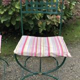 2 armchairs and 2 chairs in full wrought iron, handcrafted.