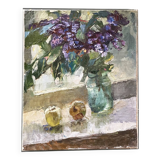 Tableau "Nature morte à la fenêtre" milieu XXème