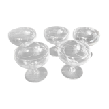 Set of five crystal champagne glasses
