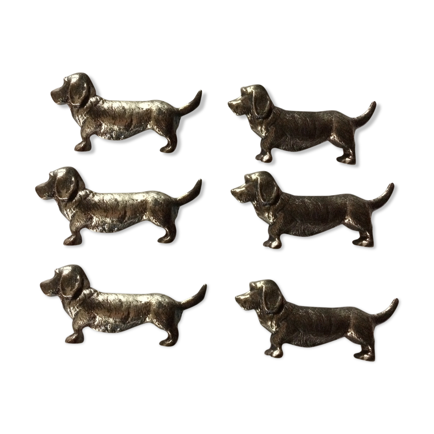 Suite de 6 porte-couteaux chiens teckels