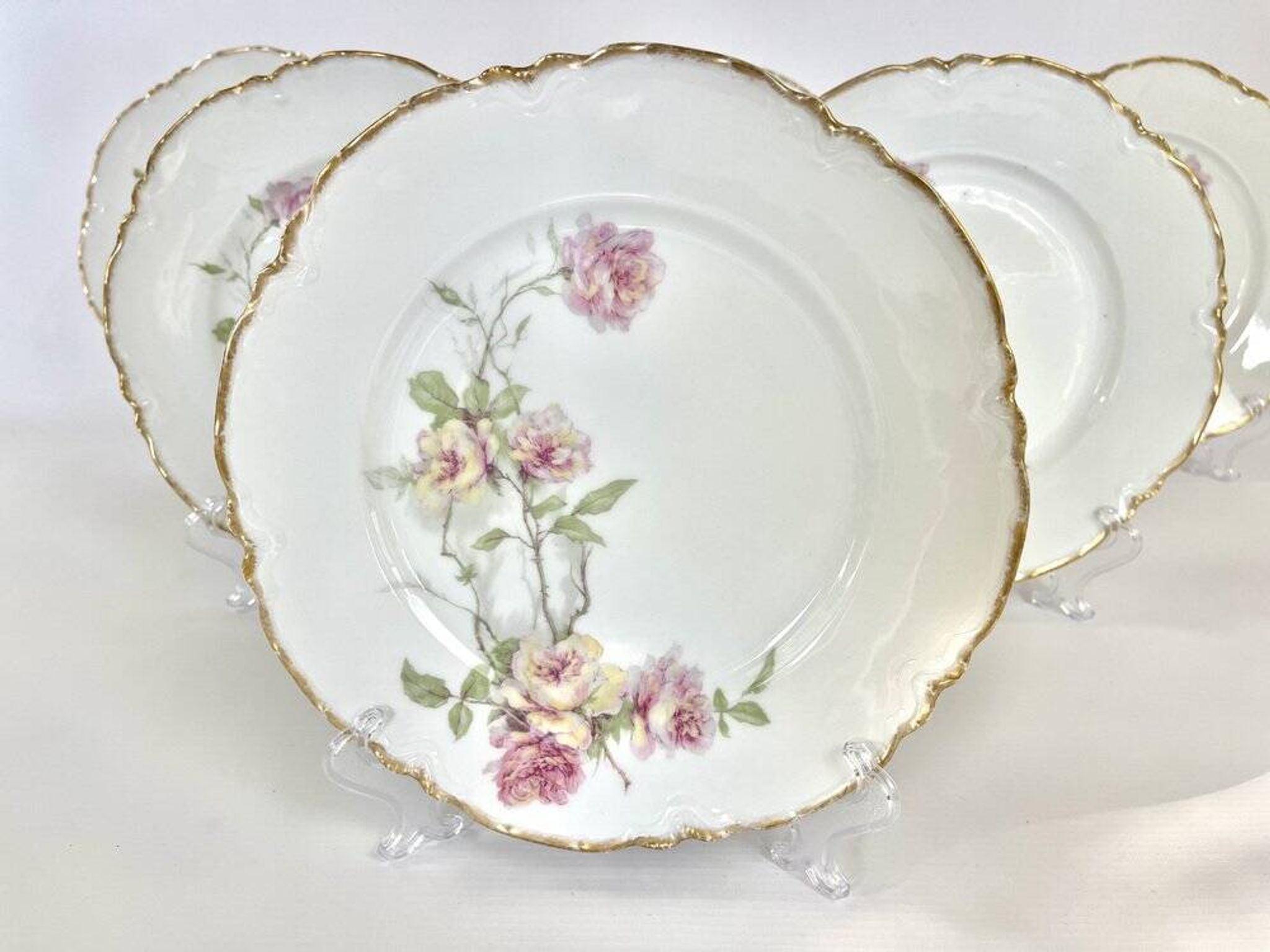 6 Assiettes plates Baltimore Rose de Haviland Limoges