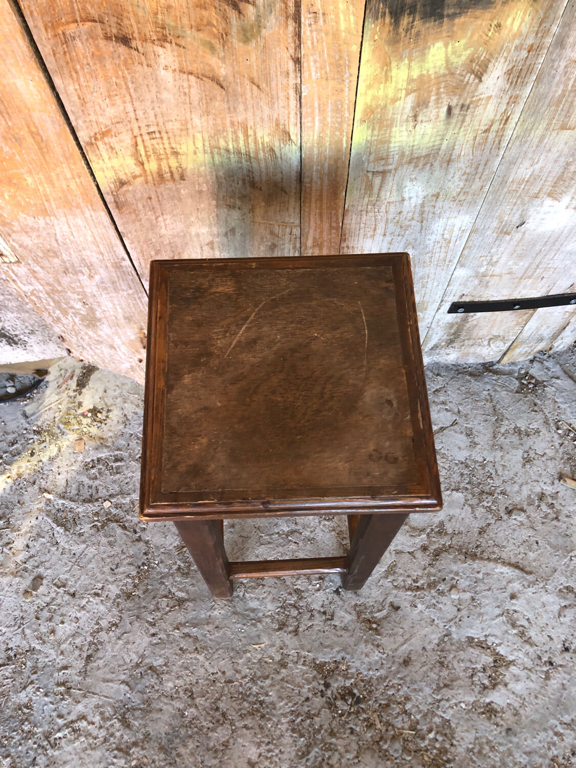 Vintage wood high stool