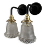 Pair of holophane glass wall lights