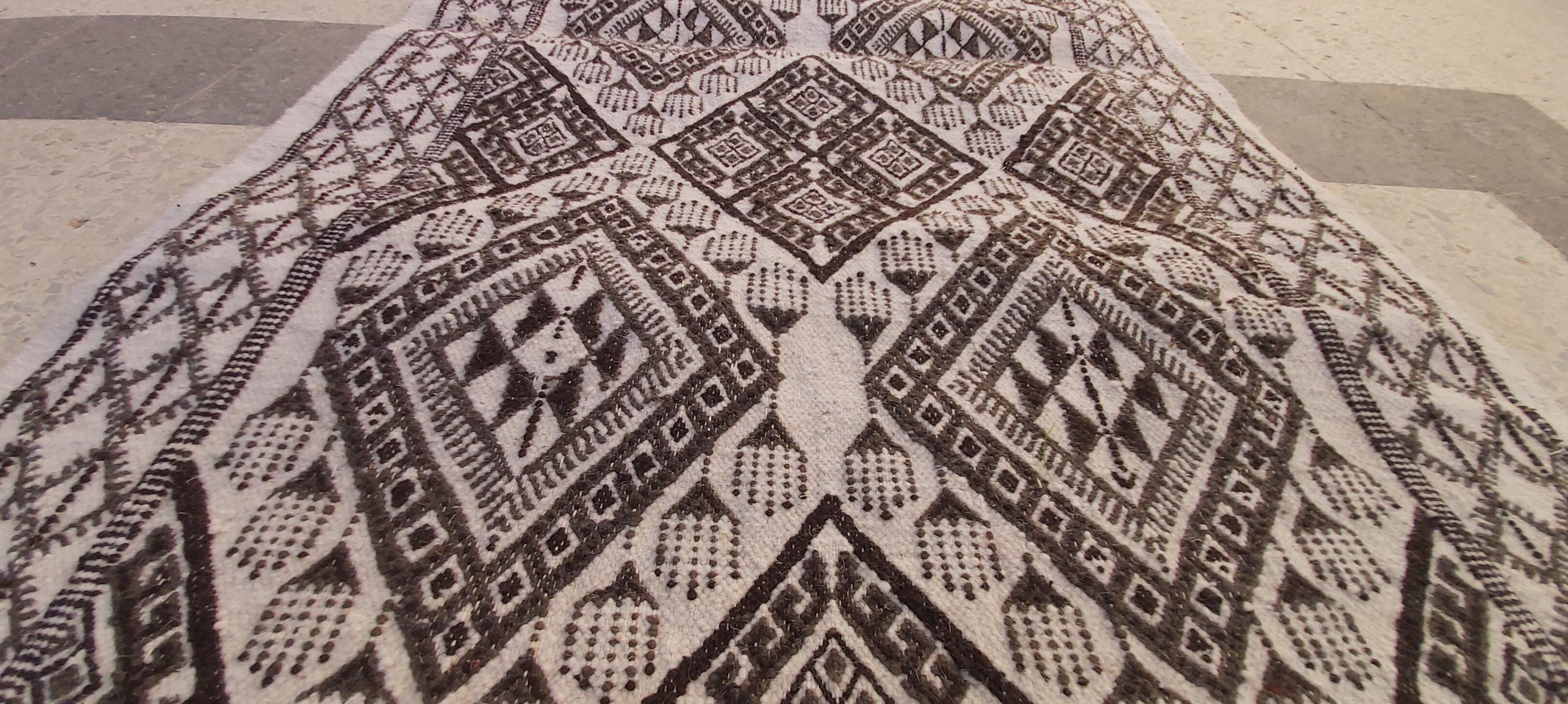 Carpet kilim white and grey corridor 308-95cm