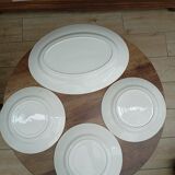 Lot 1 large oval dish and 3 bird plates Green background