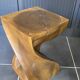 Stool n2 in solid raw walnut wood carved from the mass 1970