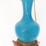 Turquoise ceramic lamp bronze frame by Gagneau