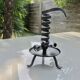 Medieval candlestick, blackened wrought and hammered iron, very good condition