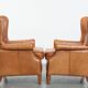 Set of 2 leather wingback chairs