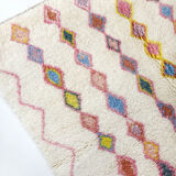 Moroccan Berber carpet azilal ecru with small colored diamonds 253x157cm