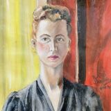 70's painting "The woman in the black blouse"