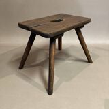 Pair of period stools in solid oak.