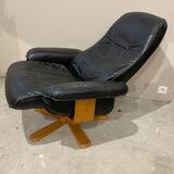 Scandinavian black leather relax armchair
