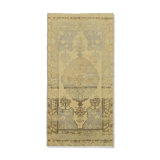 1950s Hand-Knotted Decorative Turkish Beige Carpet 105 cm x 210 cm