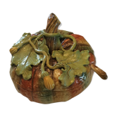 Soupière in italian dab in the shape of a pumpkin