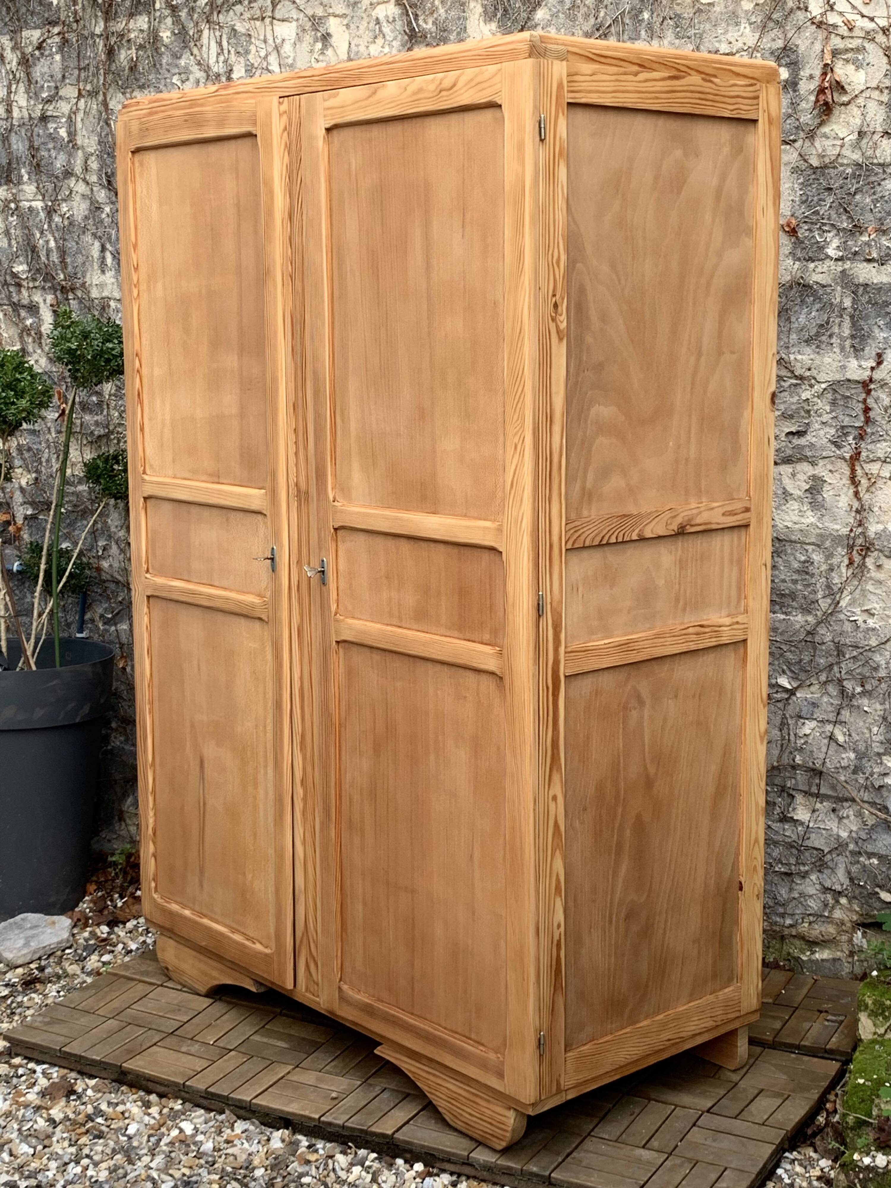 Parisian art deco wardrobe solid raw wood wardrobe