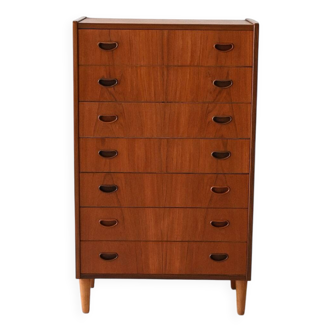 Commode haute scandinave en teck des années 1950