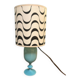 Lampe à poser année 70 en opaline bleu turquoise