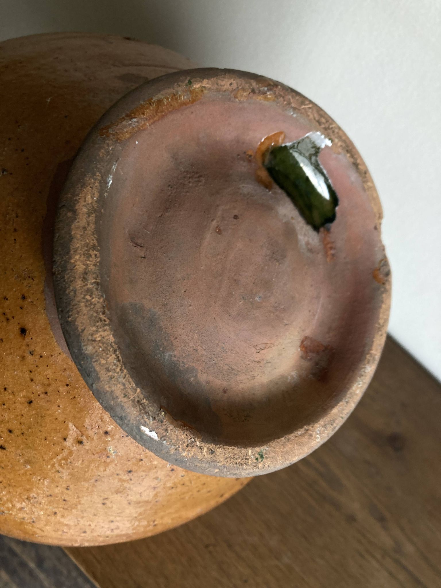 XXL glazed earthenware cache pot from the countryside, planter 1950