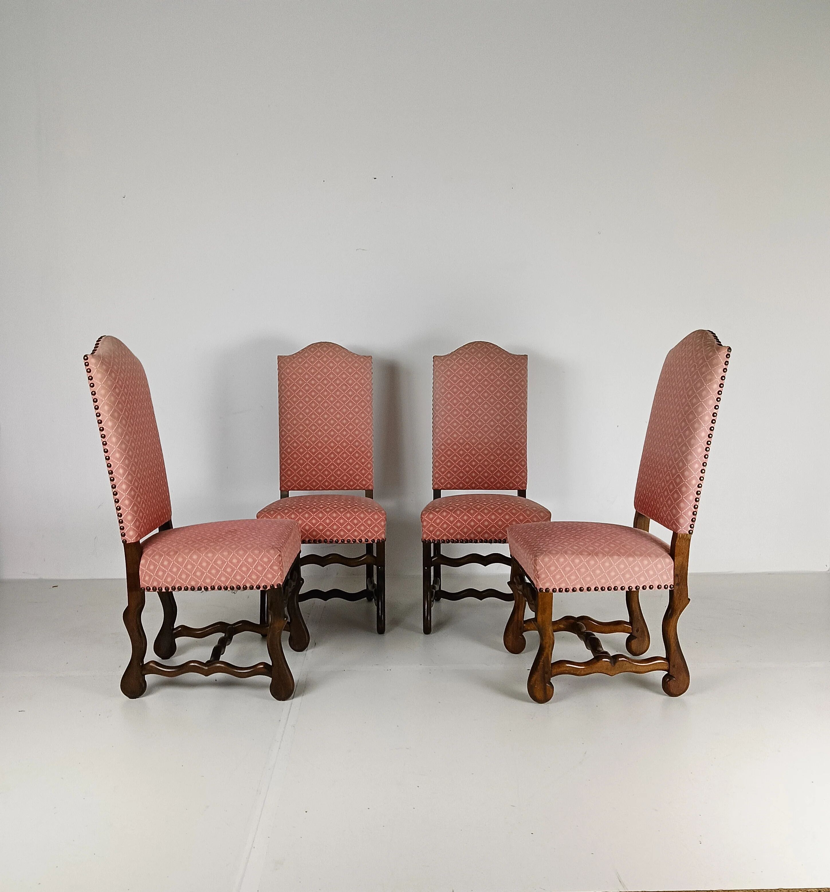 Beech Os De Mouton tapestry chairs (set of 4)