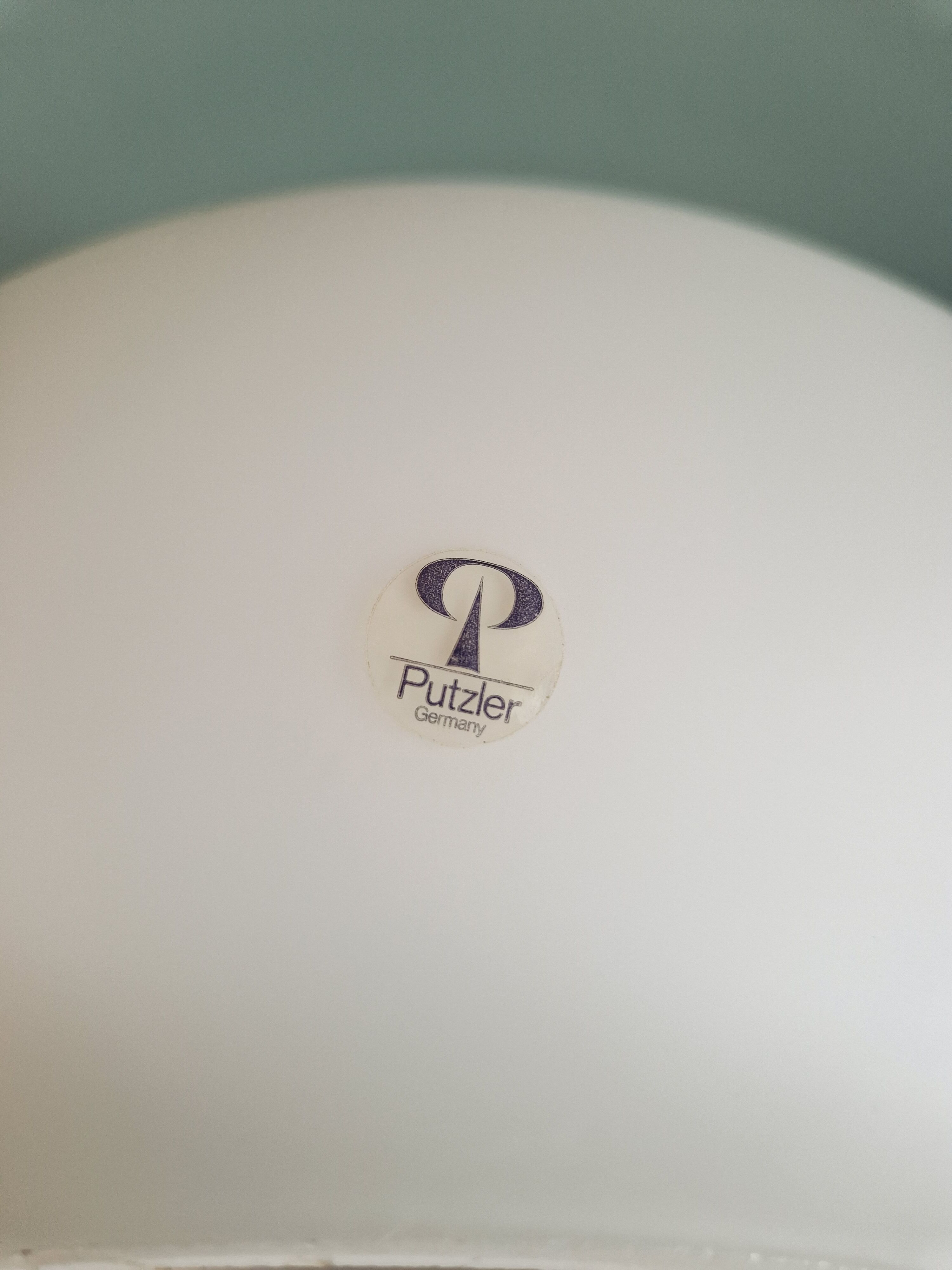 White opaline pendant lamp, Peill & Putzler, 70s