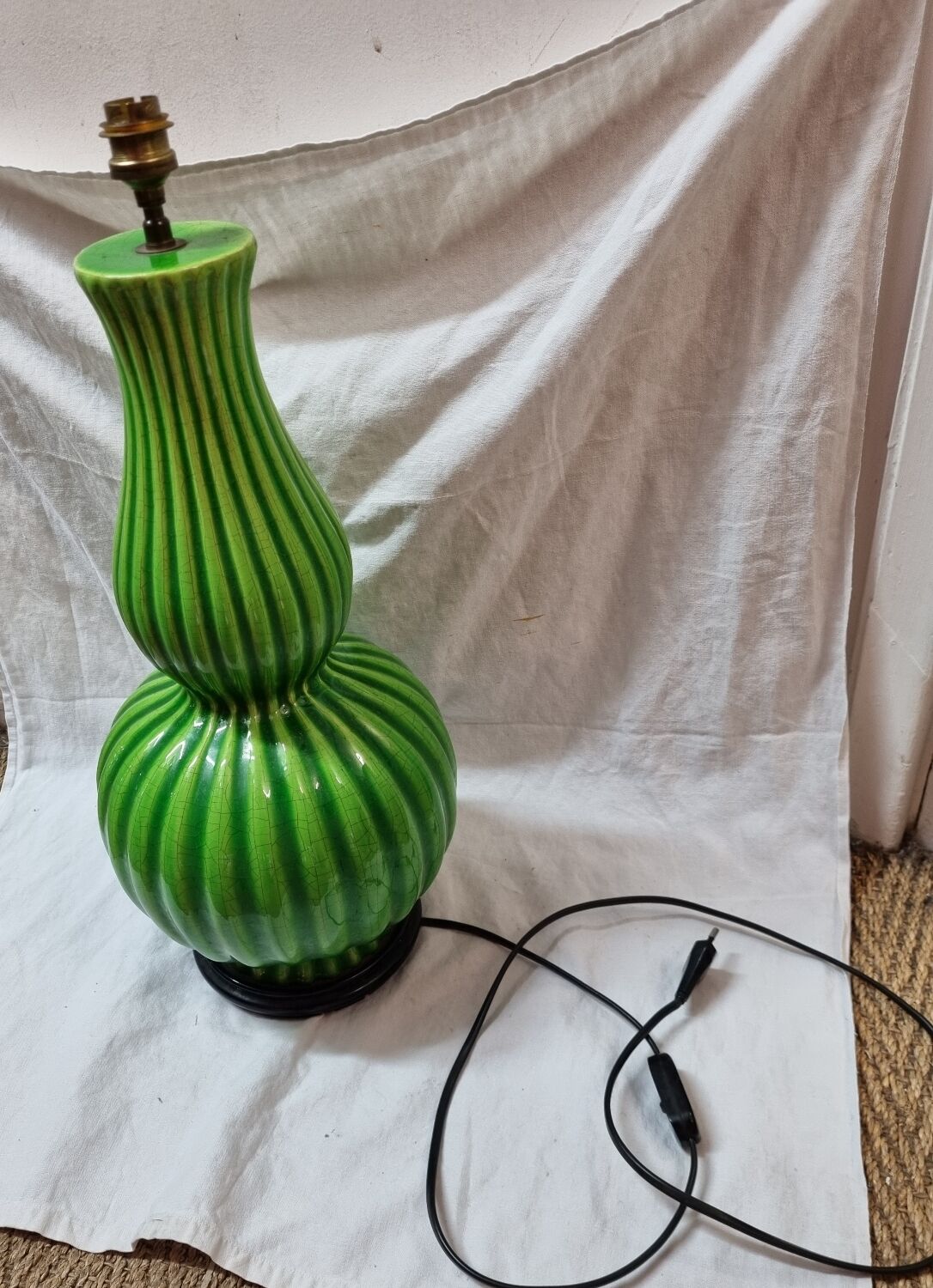 Vintage enamelled ceramic lamp from 1970