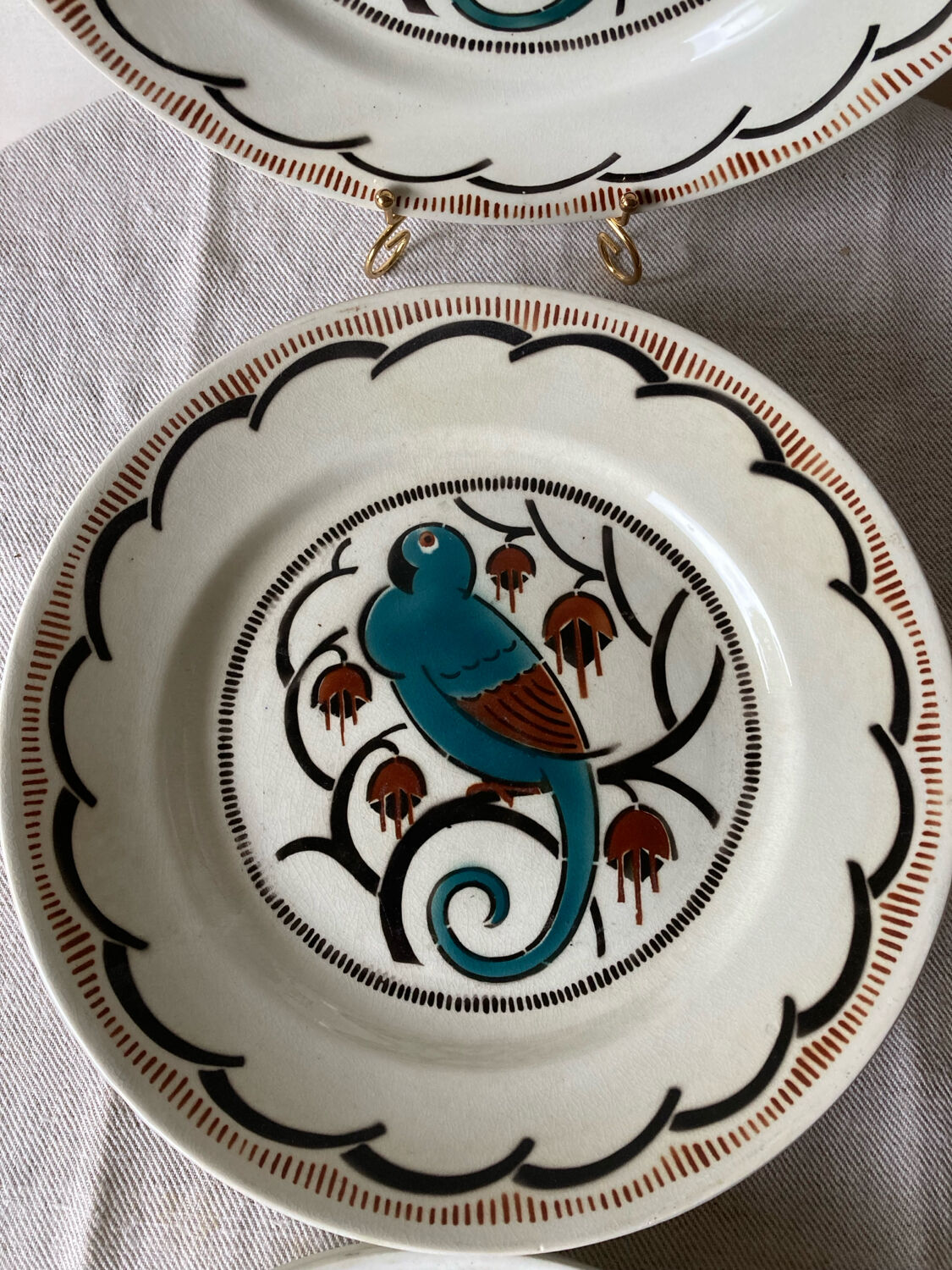 Ironstone plates, K&G Luneville, parakeet model.