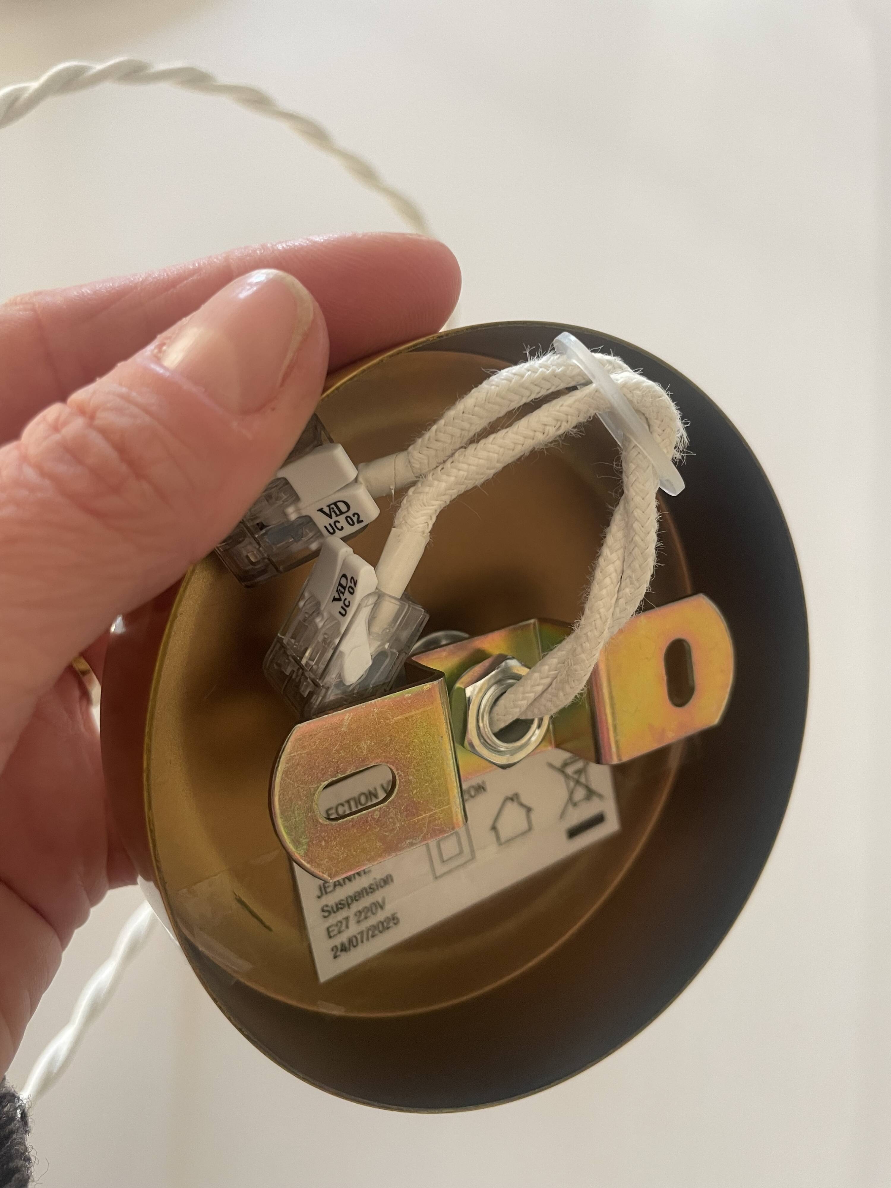 Vintage scalloped opaline glass and gold-tone metal pendant light