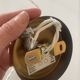 Vintage scalloped opaline glass and gold-tone metal pendant light