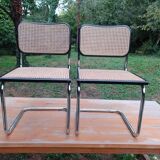 Pair of Marcel Breuer B32 Cesca black chairs