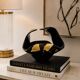 Black Murano-Style Art Glass Centerpiece Bowl with Gold Leaf Accents