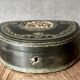Old large leather jewelry box with a central medallion, XIX century, Napoleon III