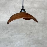 Small pendant light in corrugated teak leaf (Small D:30 H:20)
