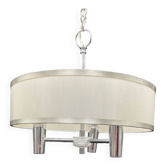 Vintage 3-light chandelier in silver and white plastic