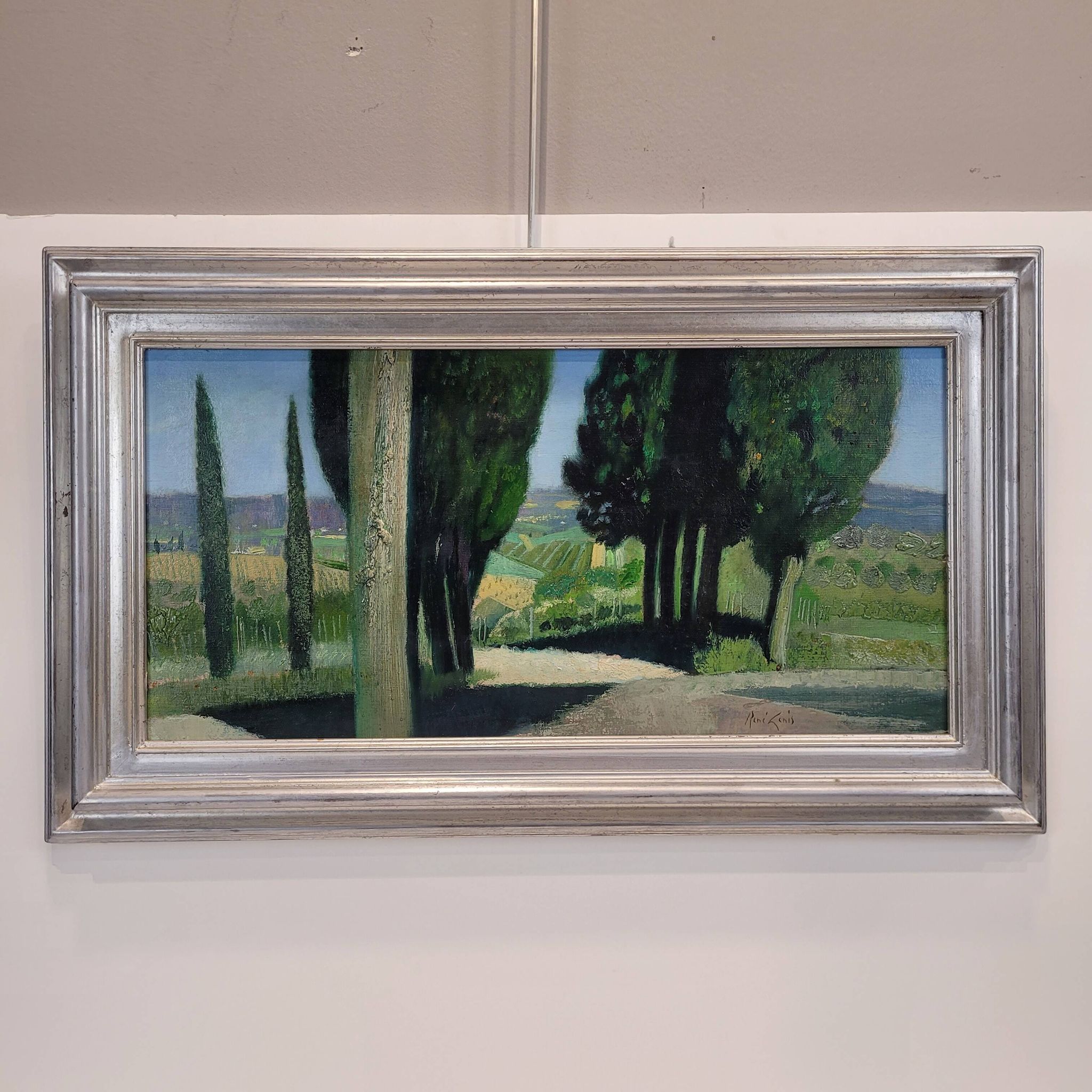 Oil on the link “El callejón de los cipreses”, René Genis, Pai painting