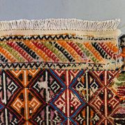 Vintage Turkish Mini Kilim 91x47 cm Wool Small Kelim Runner, shabby Chic