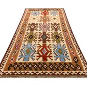Cream wool turkish kilim handwoven tribal area rug 143x240cm