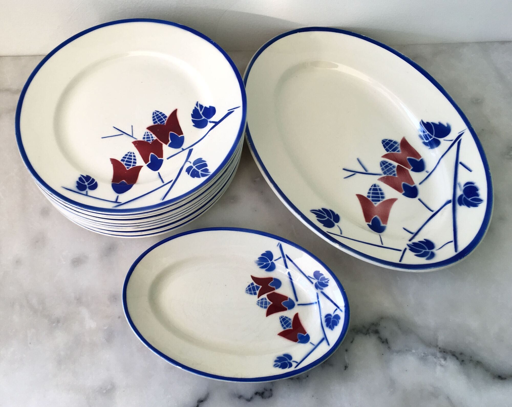 Set of 15 plates art nouveau kg lunéville
