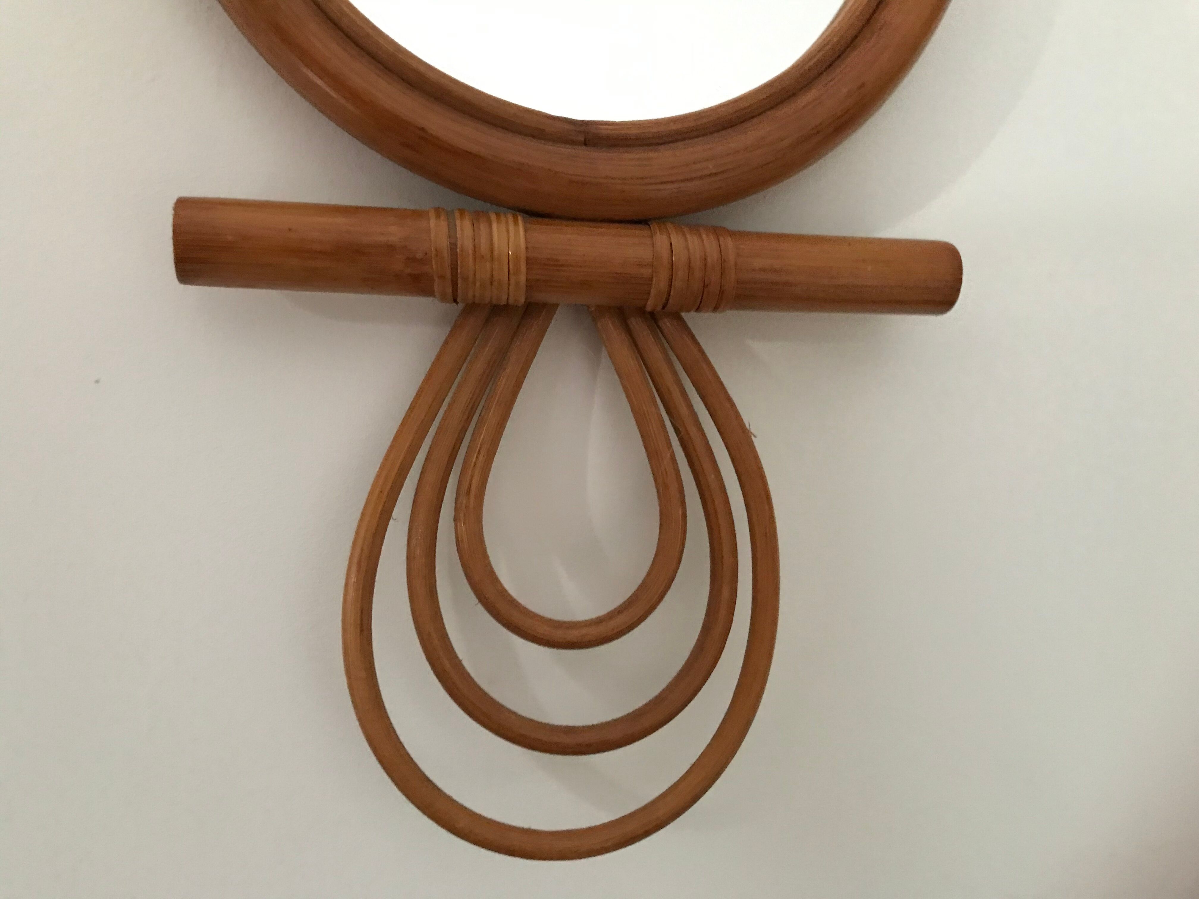 Owl rattan mirror, 46x22cm