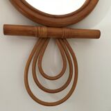 Owl rattan mirror, 46x22cm