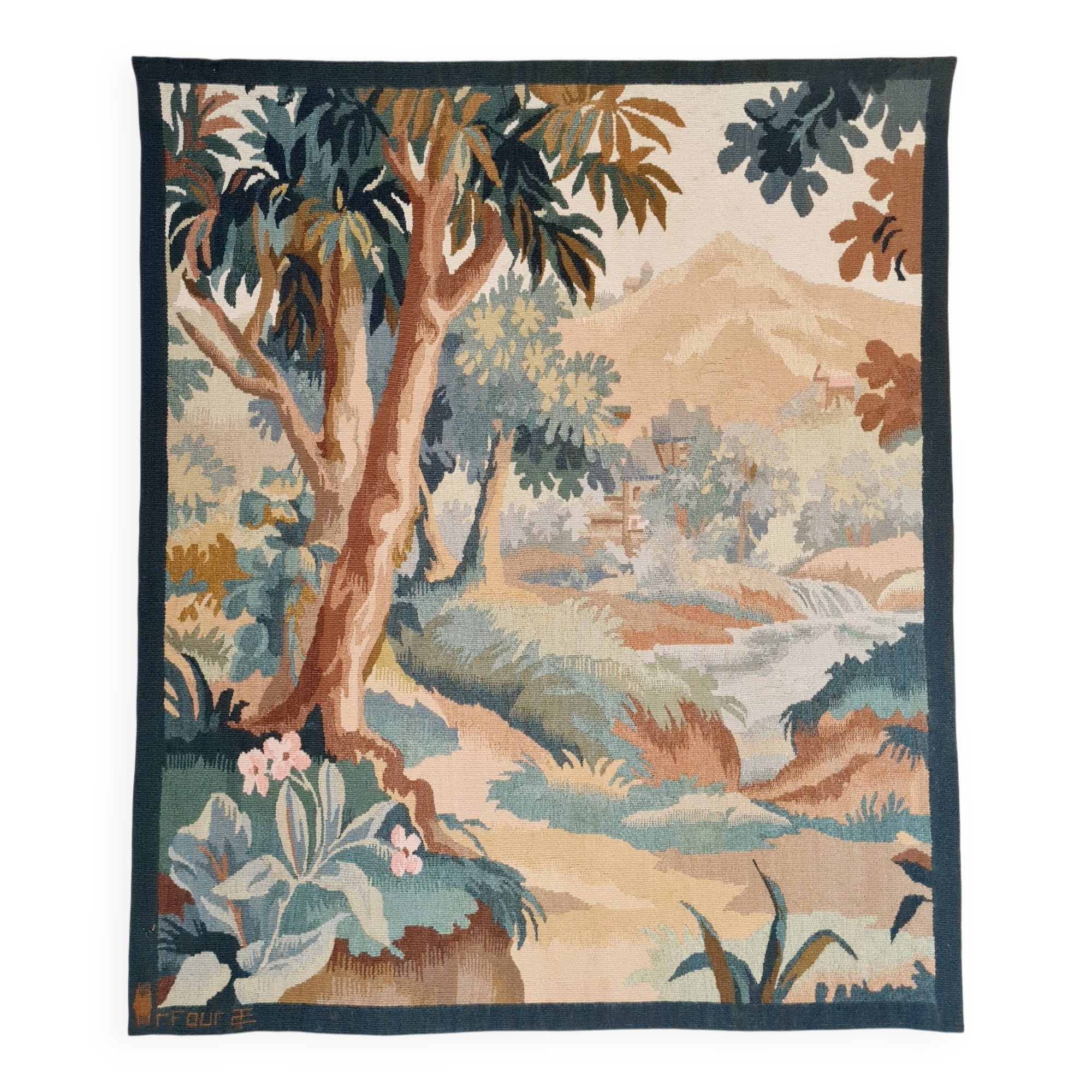 Tapisserie d’Aubusson signée Robert Four – paysage poétique XXe siècle