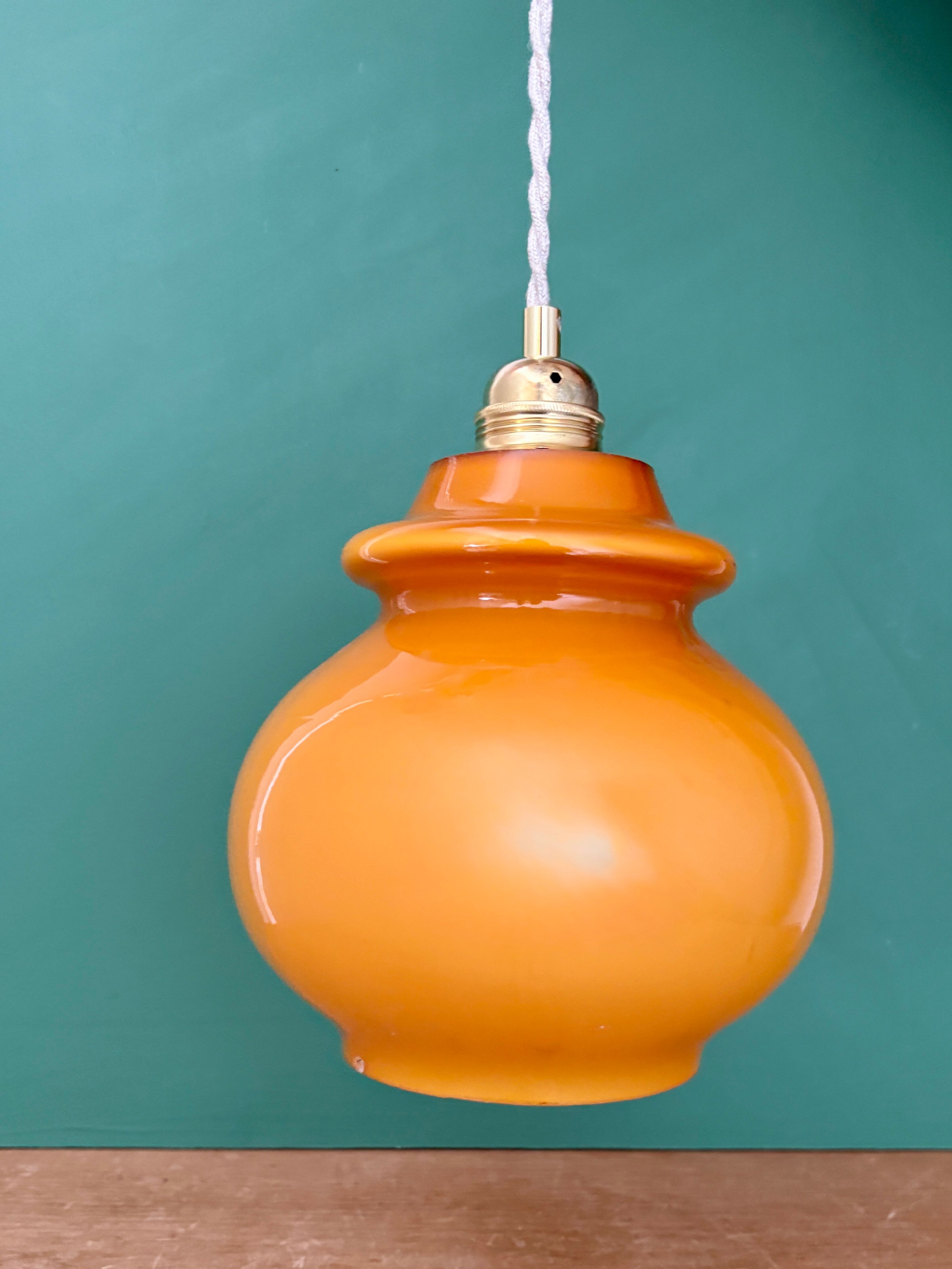 Vintage orange opaline suspension globe