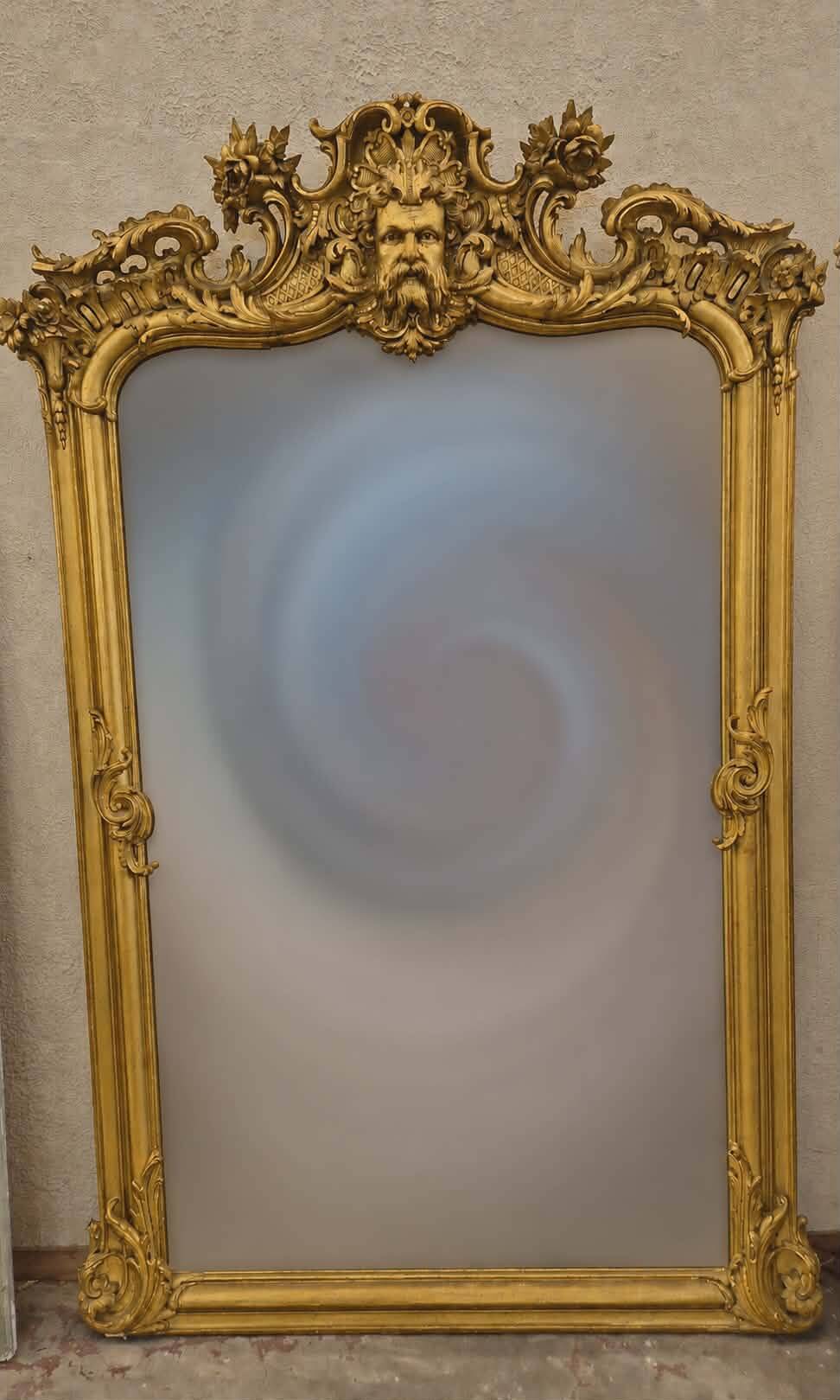 grand miroir doré Napoleon III au masque
