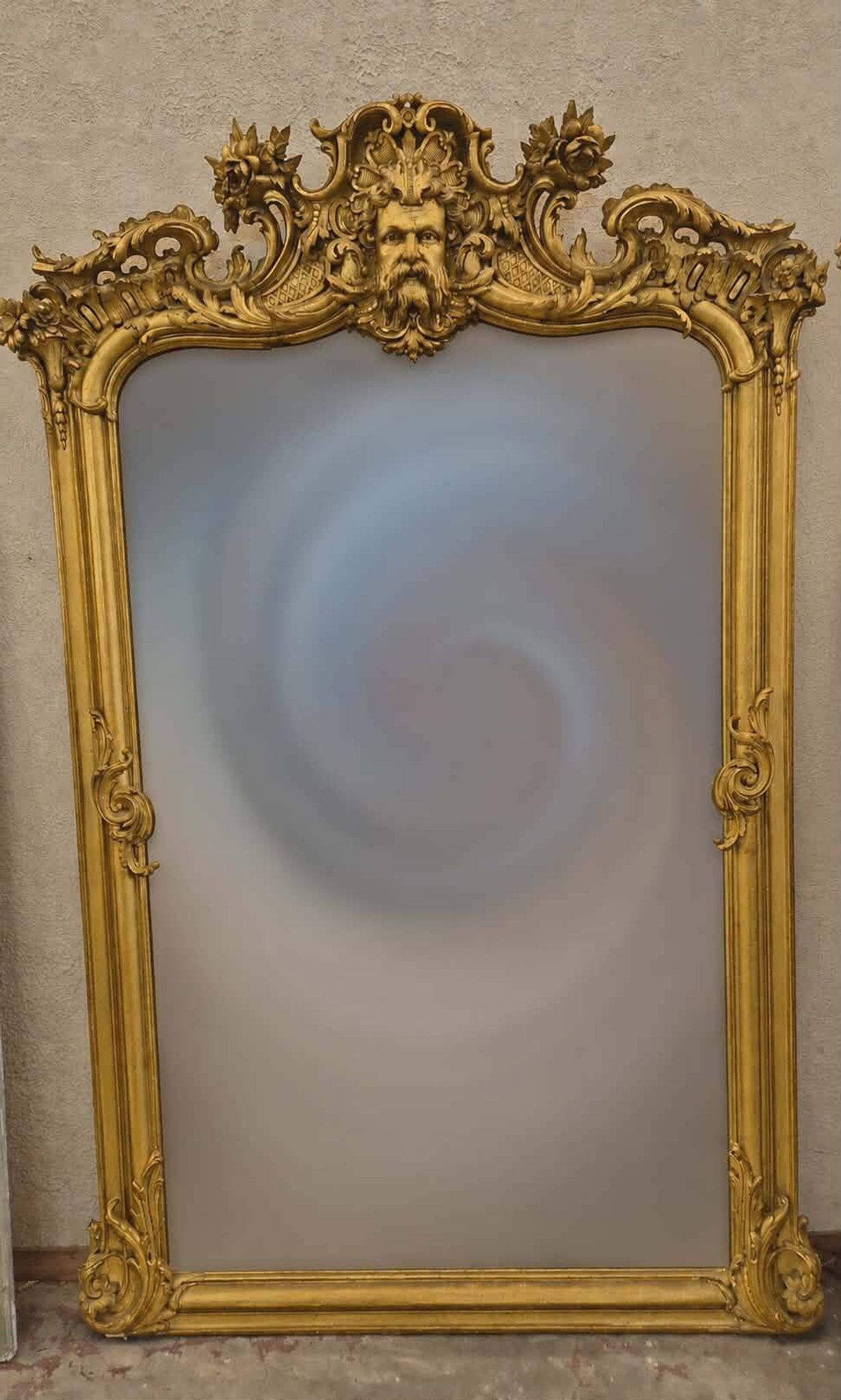 grand miroir doré Napoleon III au masque