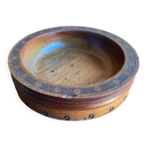 Vintage Carved Wood Pocket Box with Brass Inlays #D883