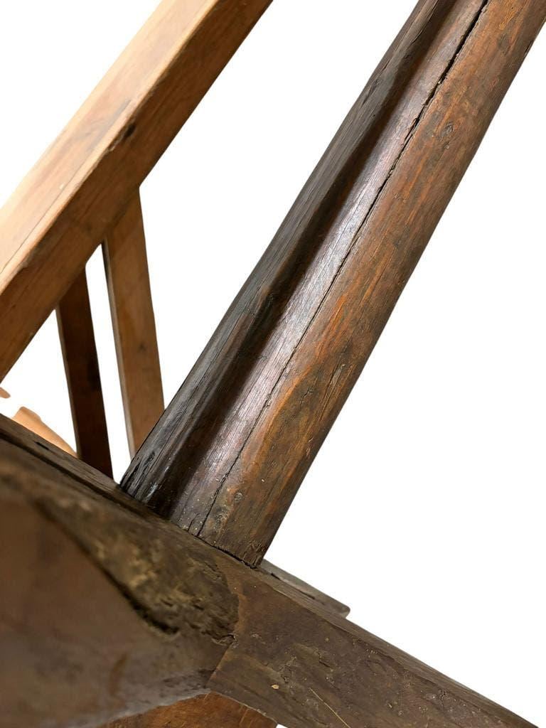 Table XL vintage en bois / Table de jardin avec bancs intégrés