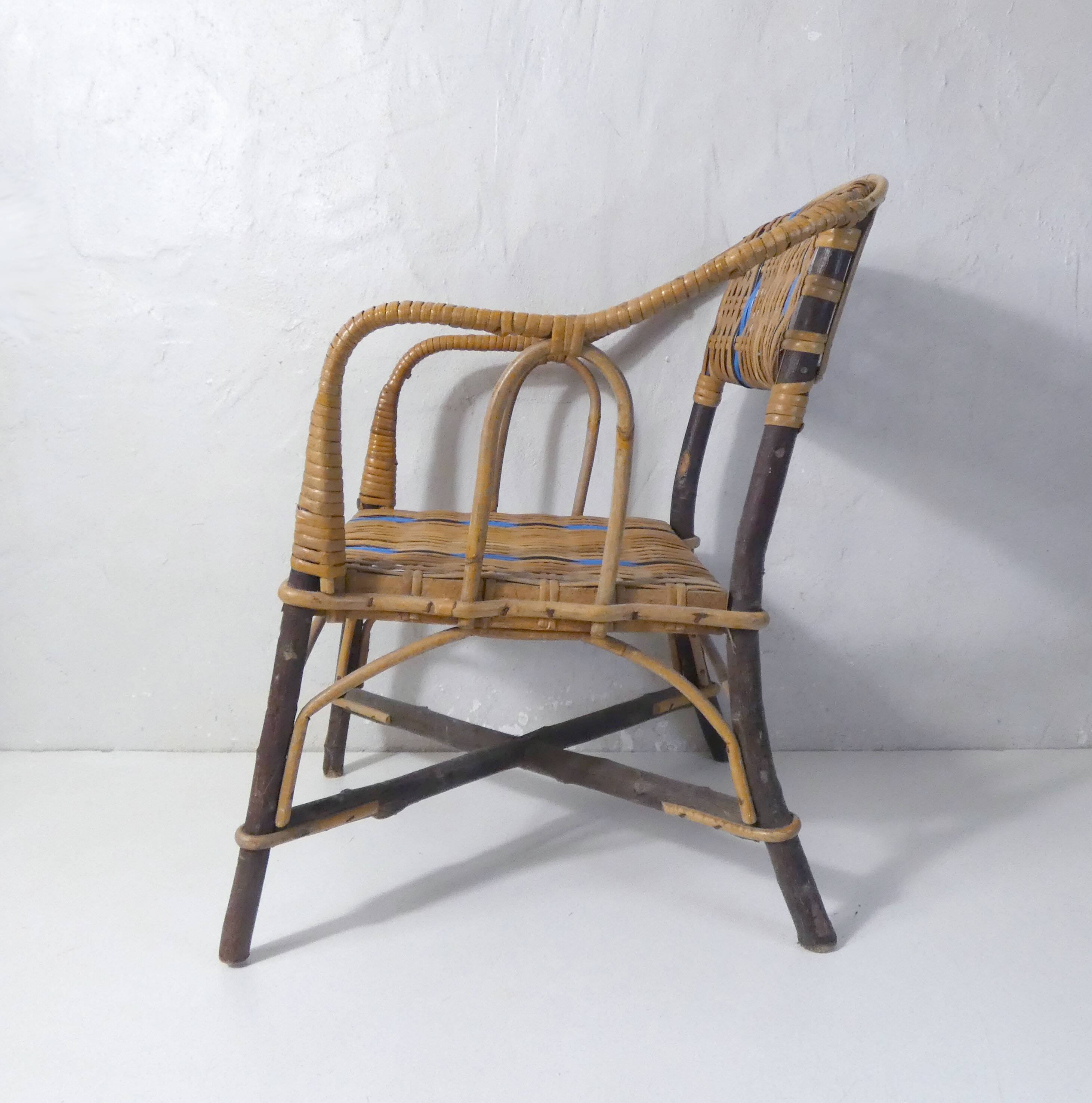 vintage rattan armchair for children