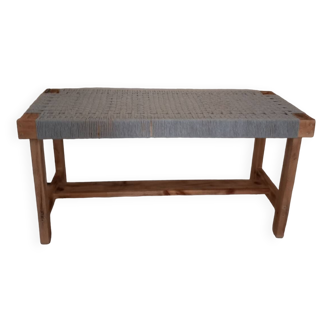 Wood bench and cotton weave