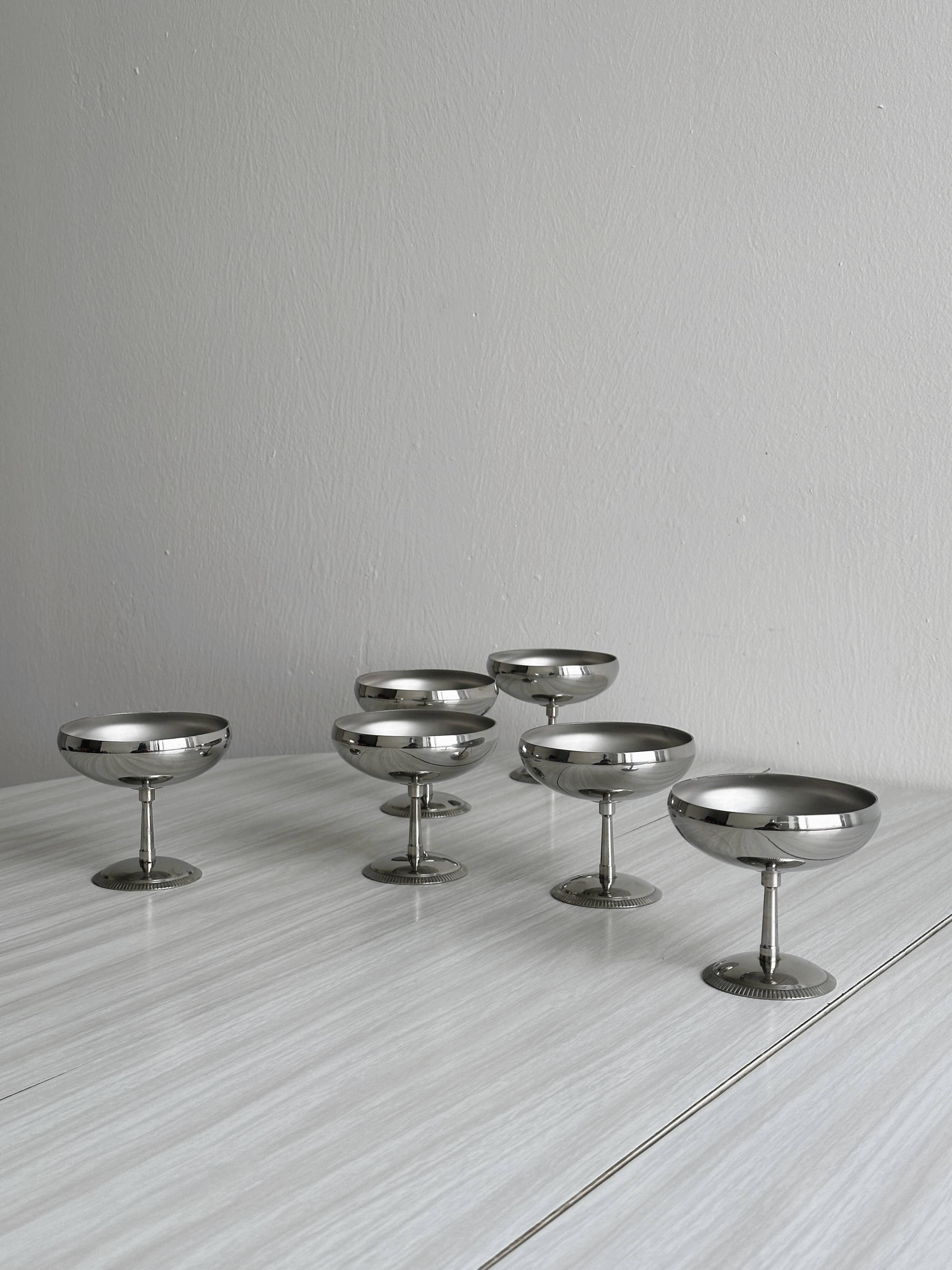 6 stainless steel footed bowls, Letang Remy style